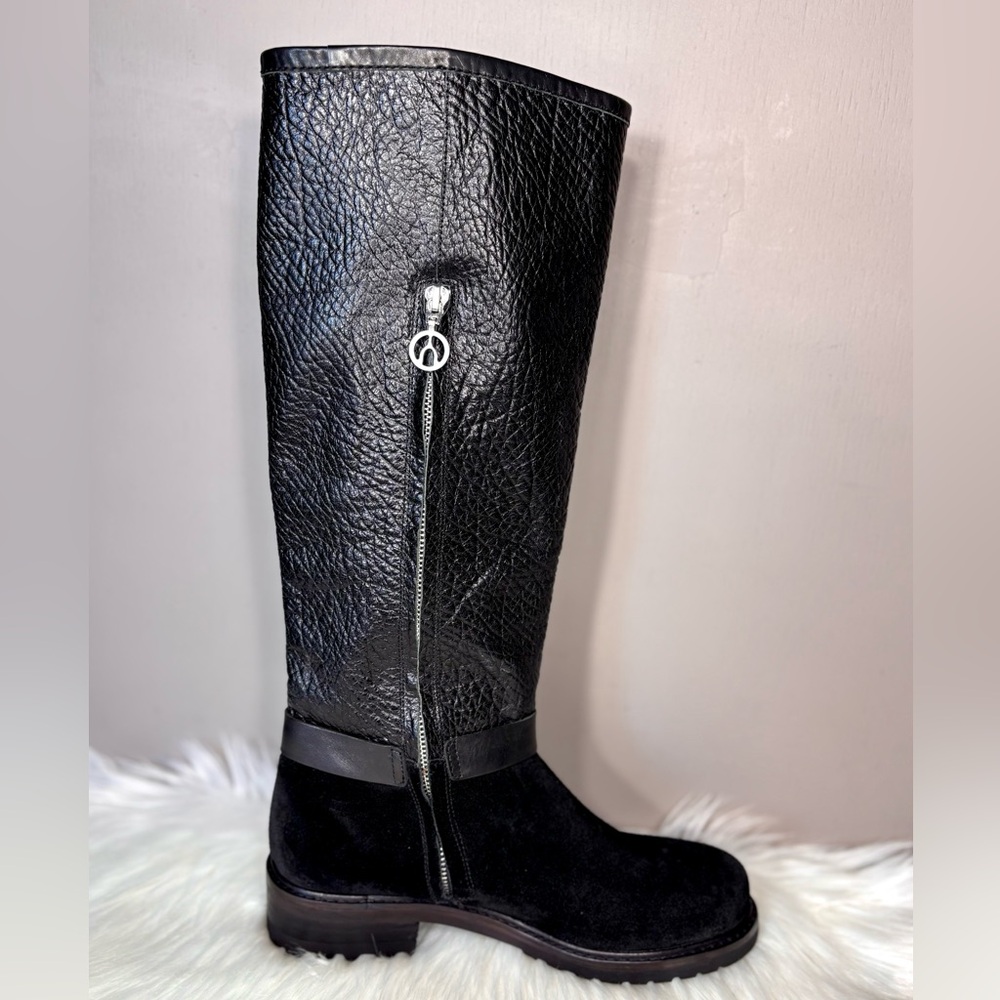 WISHBONE Leather & Suede Moto Boots - Picture 7 of 10